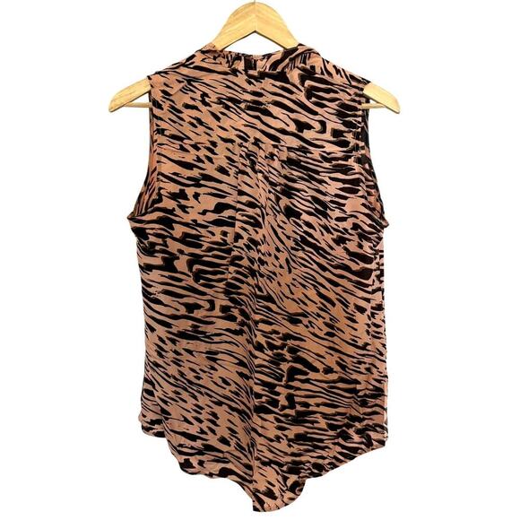 100% Silk Cabi Pink and Black Zebra Print Sleeveless Blouse - Picture 3 of 5